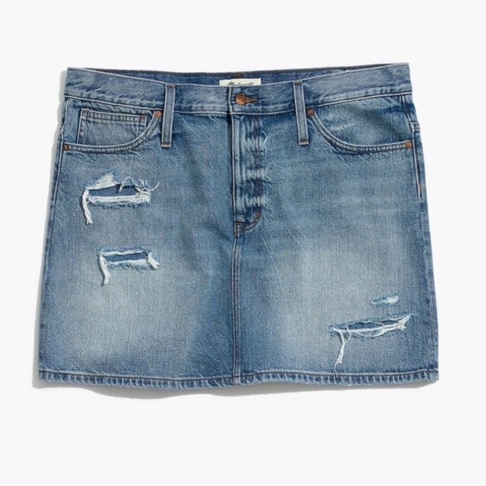 New Madewell Jean Skirt - Distressed Denim NWT